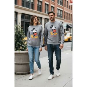 NWT (New) -‎ Disney Mickey Mouse Heather Gray Pullover Sweatshirt Size Large (L)